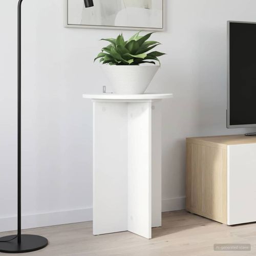 Стойка за растения 2 pcs Бяло Ø40 x 60 см Инженерна дървесина