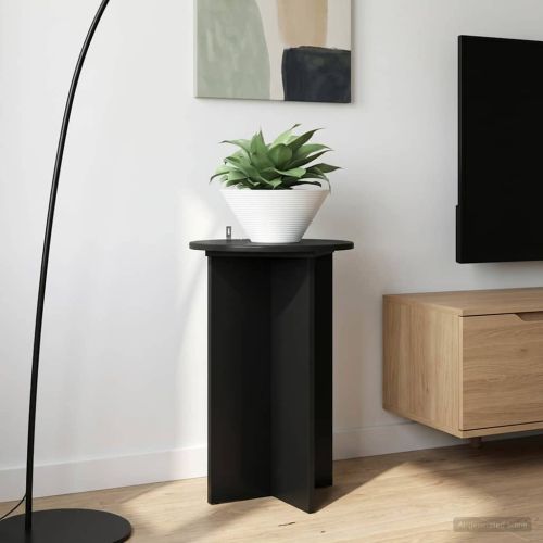 Стойка за растения 2 pcs Черно Ø40 x 60 см Инженерна дървесина