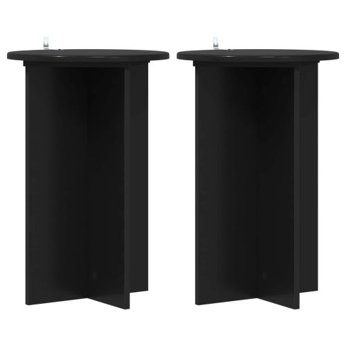 Стойка за растения 2 pcs Черно Ø40 x 60 см Инженерна дървесина