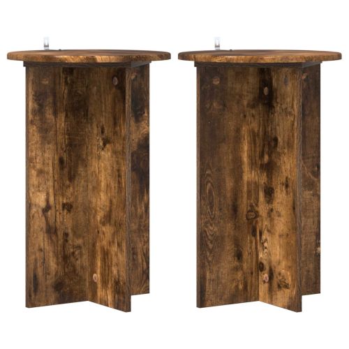 Стойка за растения 2 pcs Опушен дъб Ø40 x 60 см