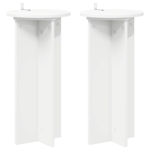 Стойка за растения 2 pcs Бяло Ø29,5 x 60 см Инженерна дървесина