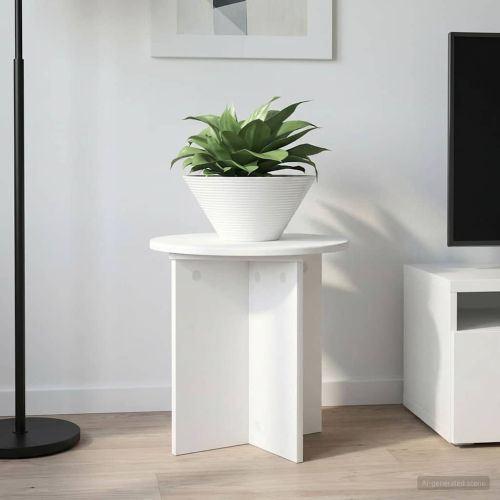 Стойка за растения 2 pcs Бяло Ø40 x 40 см Инженерна дървесина