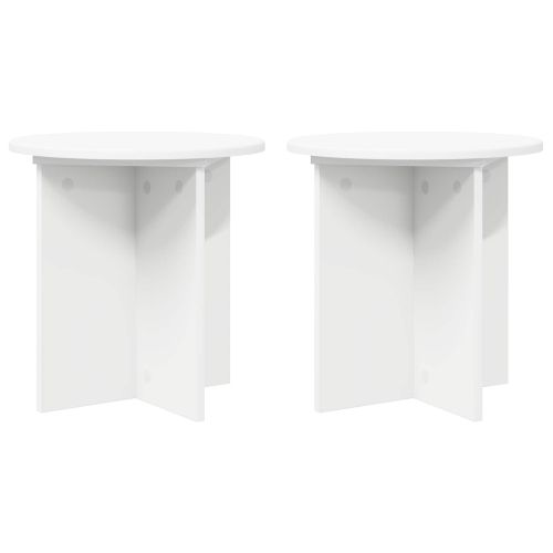 Стойка за растения 2 pcs Бяло Ø40 x 40 см Инженерна дървесина