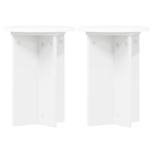 Стойка за растения 2 pcs Бяло Ø29,5 x 40 см Инженерна дървесина