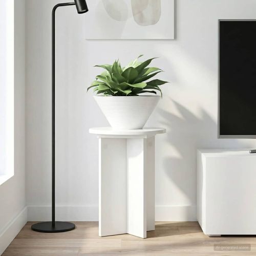 Стойка за растения 2 pcs Бял гланц Ø29,5 x 40 см