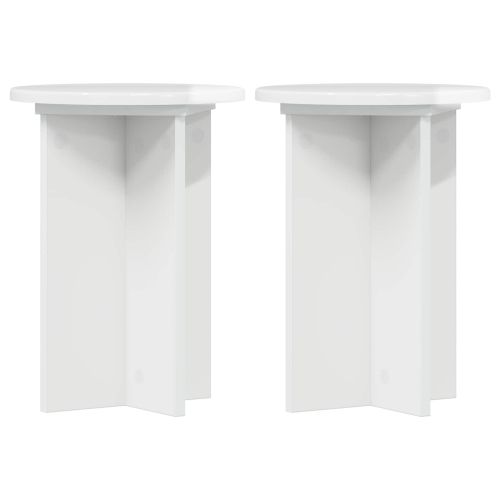 Стойка за растения 2 pcs Бял гланц Ø29,5 x 40 см