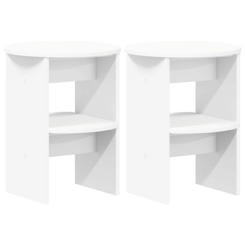 Страничен шкаф 2 pcs Бял Ø40 x 50 см Инженерен дървен материал