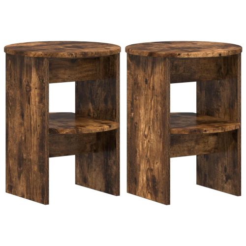 Страничен шкаф 2 pcs Пушена Дъб Ø40 x 50 см