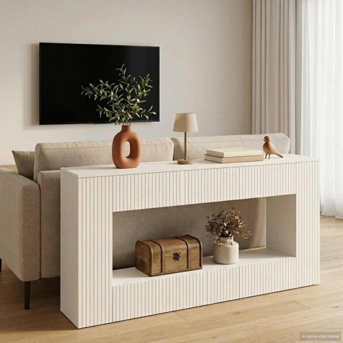 Конзолна маса Бял 155 x 29 x 74 см Инженерен дървен материал