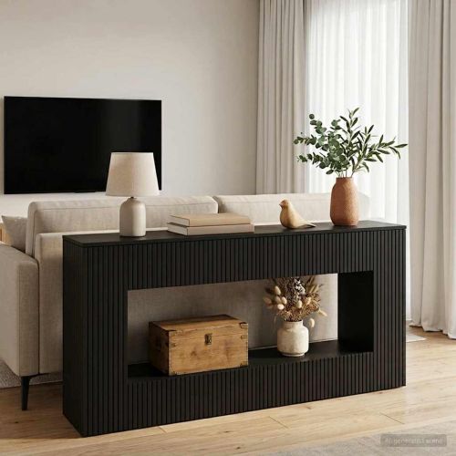 Конзолна маса Черен 155 x 29 x 74 см Инженерен дървен материал