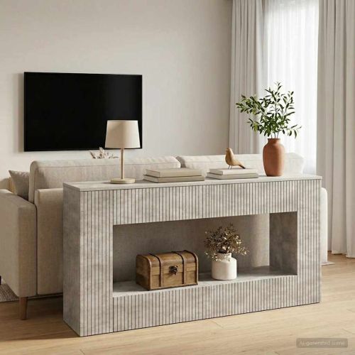 Конзолна маса На райета Бетонно Сиво 155 x 29 x 74 см