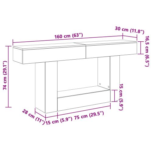 Сонома дъб 160 x 30 x 74 см