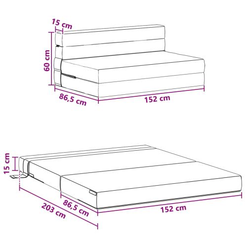 Сгъваем диван легло Синьо 152 x 86,5 x 60 см Текстил