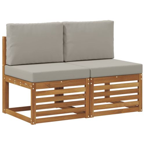 2 Брой Среден диван за открито Солидно акациево дърво Естествен