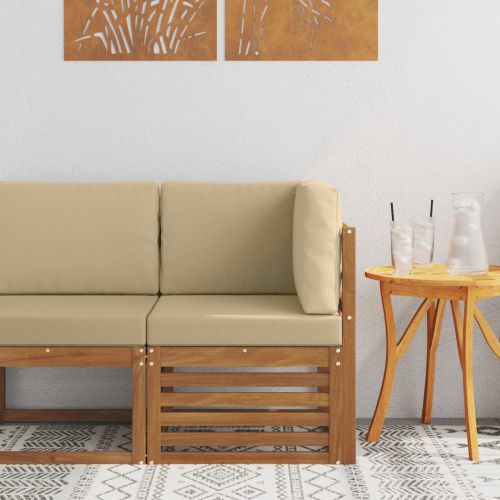 Външен ъглов диван Солидно акациево дърво Естествен