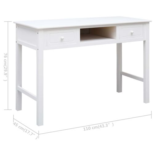 Писалище, бяло, 110x45x76 см, дърво