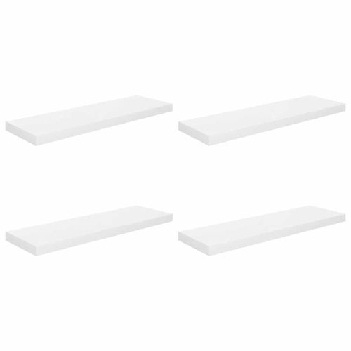 Окачени стенни рафтове, 4 бр, бял гланц, 80x23,5x3,8 см, МДФ