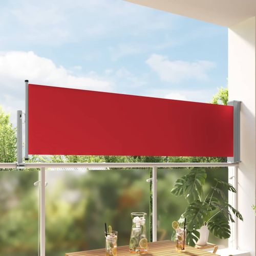 Прибираща се дворна странична тента, 80x300 см, червена