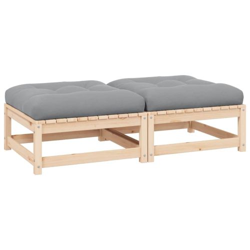 Градински табуретки с възглавници, 2 бр, бор масив