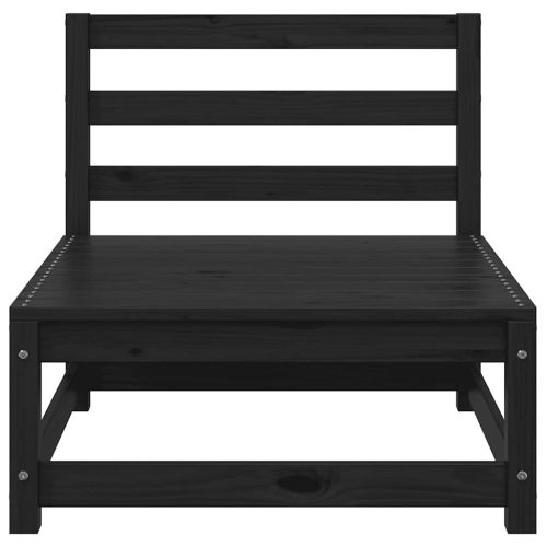 Градински среден диван, черен, бор масив