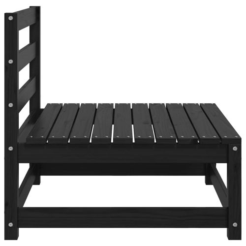 Градински среден диван, черен, бор масив