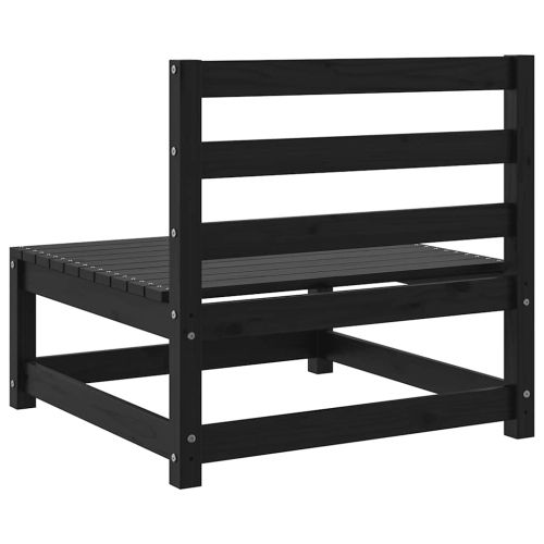 Градински среден диван, черен, бор масив