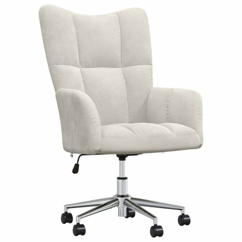 Релакс стол, кремаво-бял, кадифе