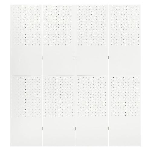 Параван за стая, бял, 4 панела, 160x180 см, стомана