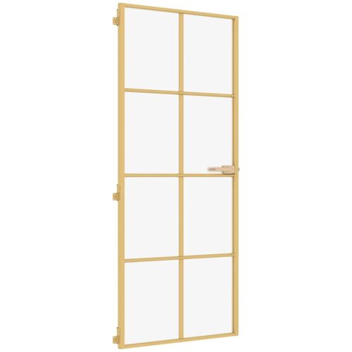 Интериорна врата златиста 93x201,5 см закалено стъкло алуминий