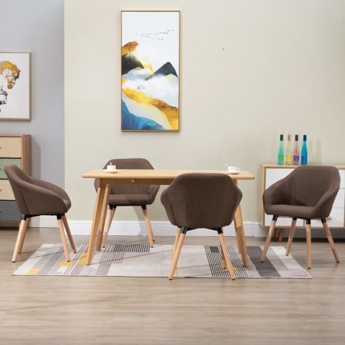 Трапезни столове, 4 бр, кафяви, плат