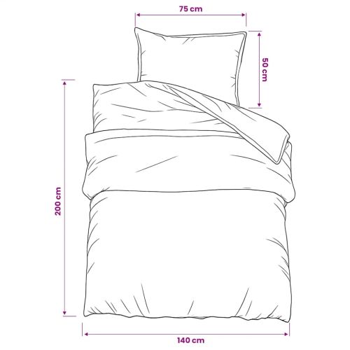 Комплект спално бельо, черно и бяло, 140x200 см, памук