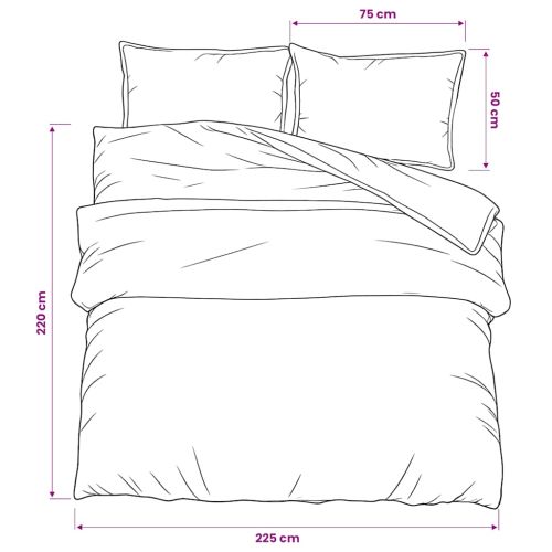 Комплект спално бельо, бяло и кафяво, 225x220 см, памук