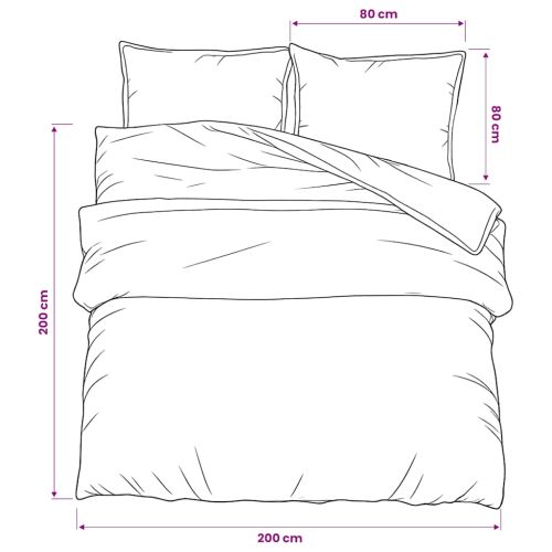 Комплект спално бельо, бяло и кафяво, 200x200 см, памук