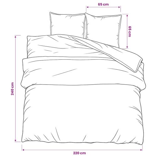 Комплект спално бельо, бяло и кафяво, 220x240 см, памук