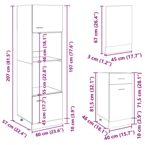 Комплект кухненски шкафове, 7 части, "Lyon", дъб сонома, инженерно дърво