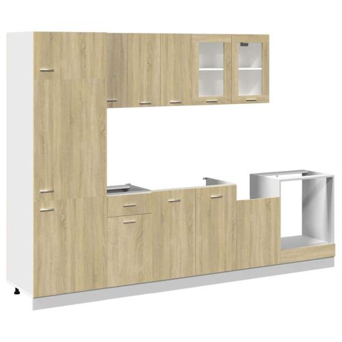 Комплект кухненски шкафове от 8 части "Lyon", дъб Сонома, инженерно дърво