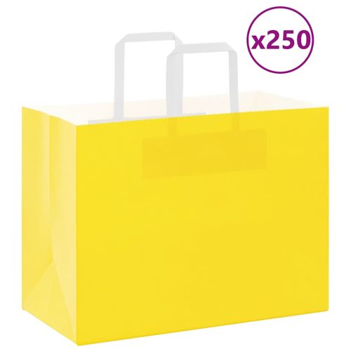 Хартиени торбички 250 бр с дръжки жълти 32x17x25 см
