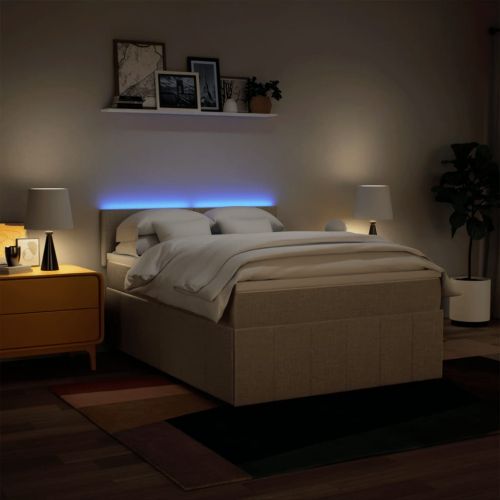 Боксспринг легло с матрак, кремава, 160x200 см, плат