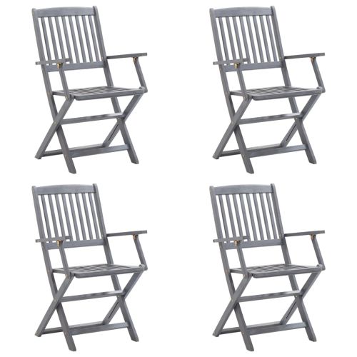 Сгъваеми градински столове, 4 бр, с възглавници, акация масив