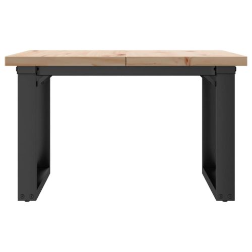 Кафе маса О-образна рамка 70x70x40,5 см бор масив и стомана