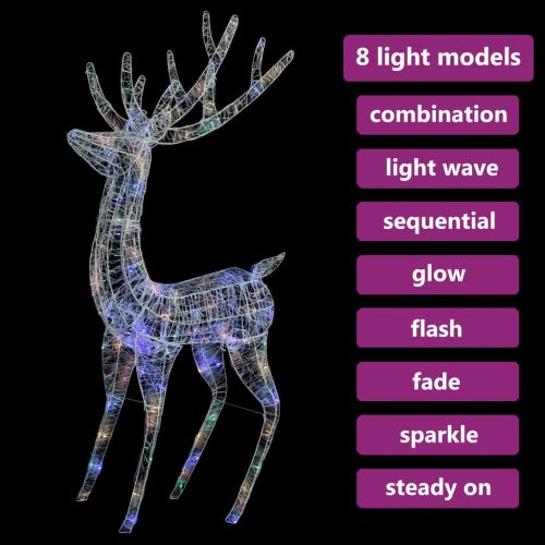 XXL Акрилни коледни елени, 250 LED, 180 см, цветен