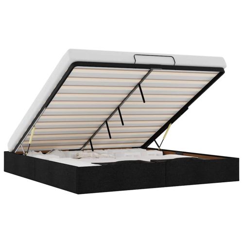 Османска рамка за легло без матрак, черна, 200x200 см, плат