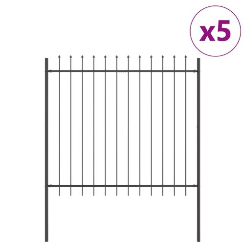 Градска ограда 5 pcs Сив 8,5 x 1,5 м Прахово боядисана стомана