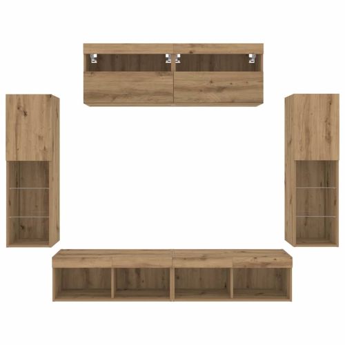 Комплект ТВ шкаф 6 pcs дъб артизан Инженерно дърво
