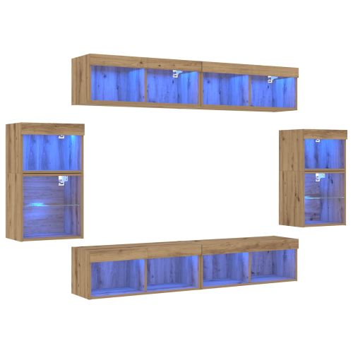 Комплект ТВ шкаф 8 pcs дъб артизан Инженерно дърво