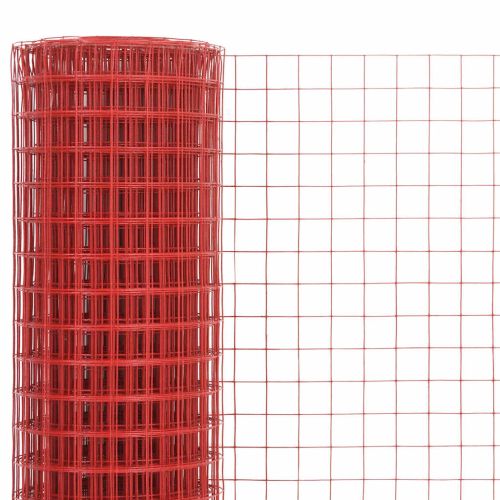 Кокошкарска мрежа, стомана с PVC покритие, 25х1 м, червена