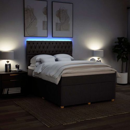 Боксспринг легло с матрак, тъмнокафяво, 140x200 см, плат