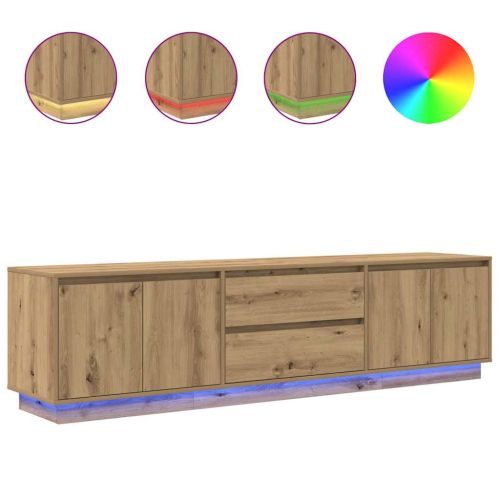 ТВ шкаф с LED светлини, artisan дъб, 193,5x41x50 см
