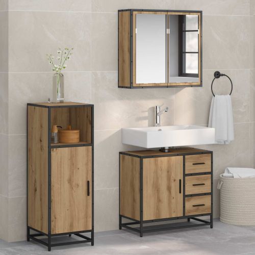 Комплект мебели за баня с чекмедже 3 pcs Дъб Инженерно дърво