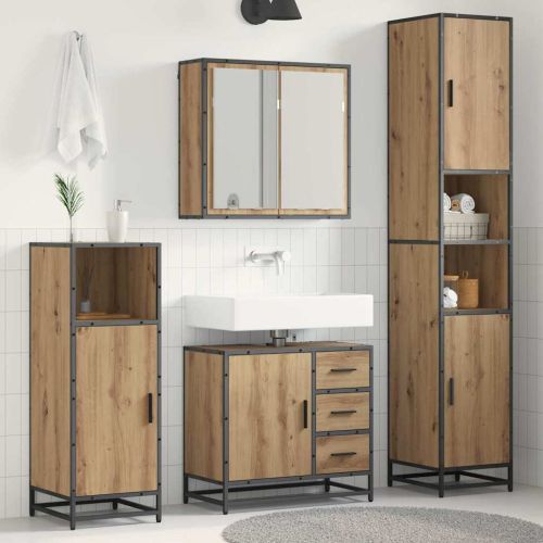 Комплект мебели за баня с чекмедже 3 pcs Дъб Инженерно дърво